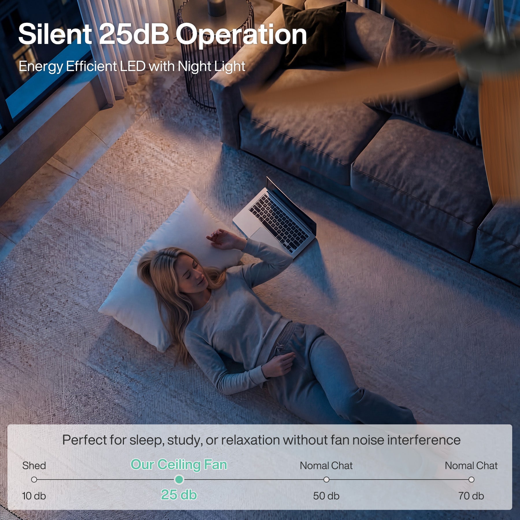 5 Blades Ceiling Fans with Dimmable LED Light and Remote Control