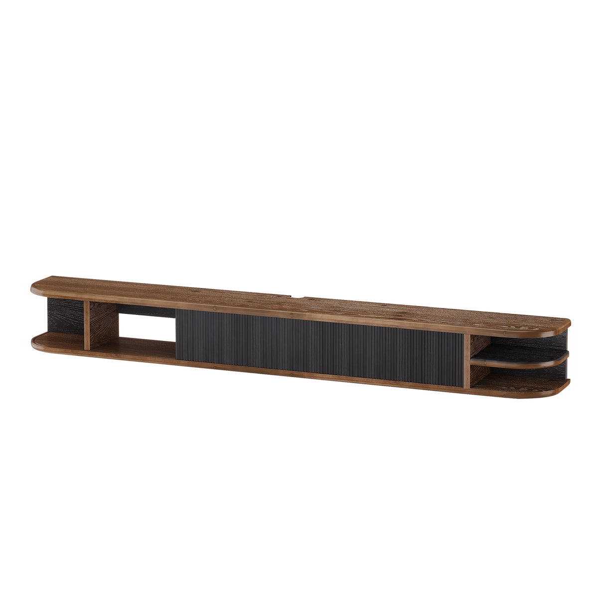 71" Floating TV Stand with Fluted Doors, Solid Wood Media Console with Cable Management for 50-90" TVs