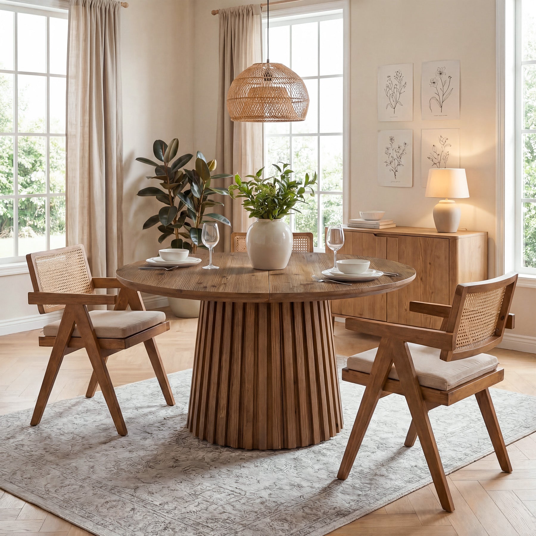 Tribesigns 47.24" Round Dining Table, Solid Wood Table for 4-6 People