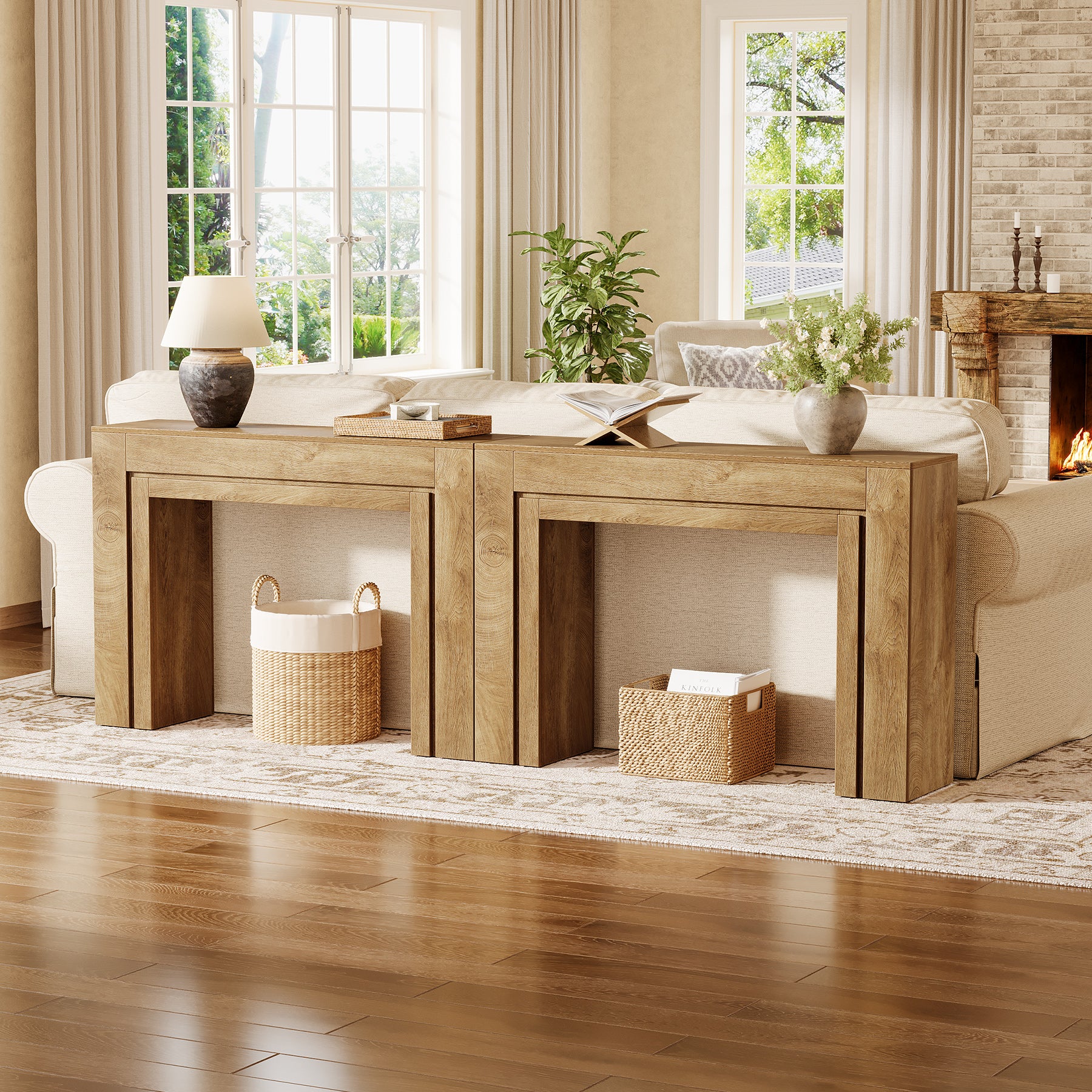 41" Modern Farmhouse Console Table, Entryway Sofa Table with Double Base for Hallway, Living Room, or Entrance