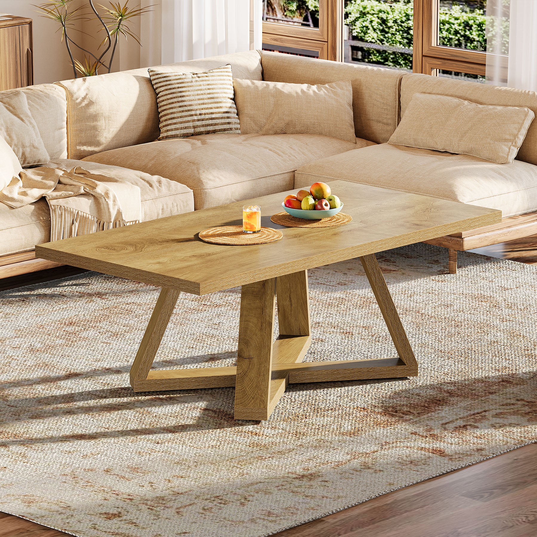 Rectangle Coffee Table, 47" Cocktail Tea Table for Living Room
