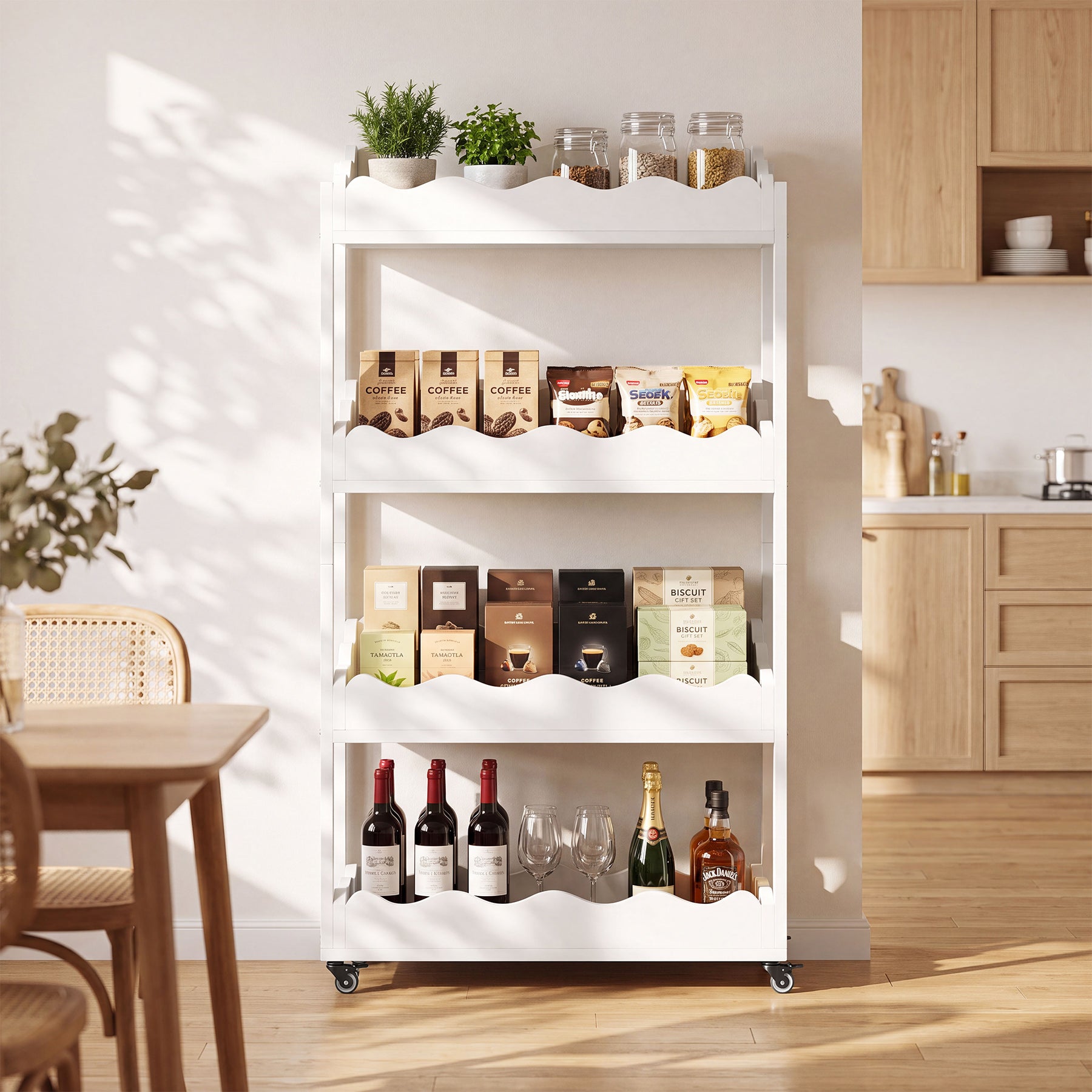 4-Tier Kitchen Cart, 55.12" Fruit and Vegetable Storage Rack with Wheels