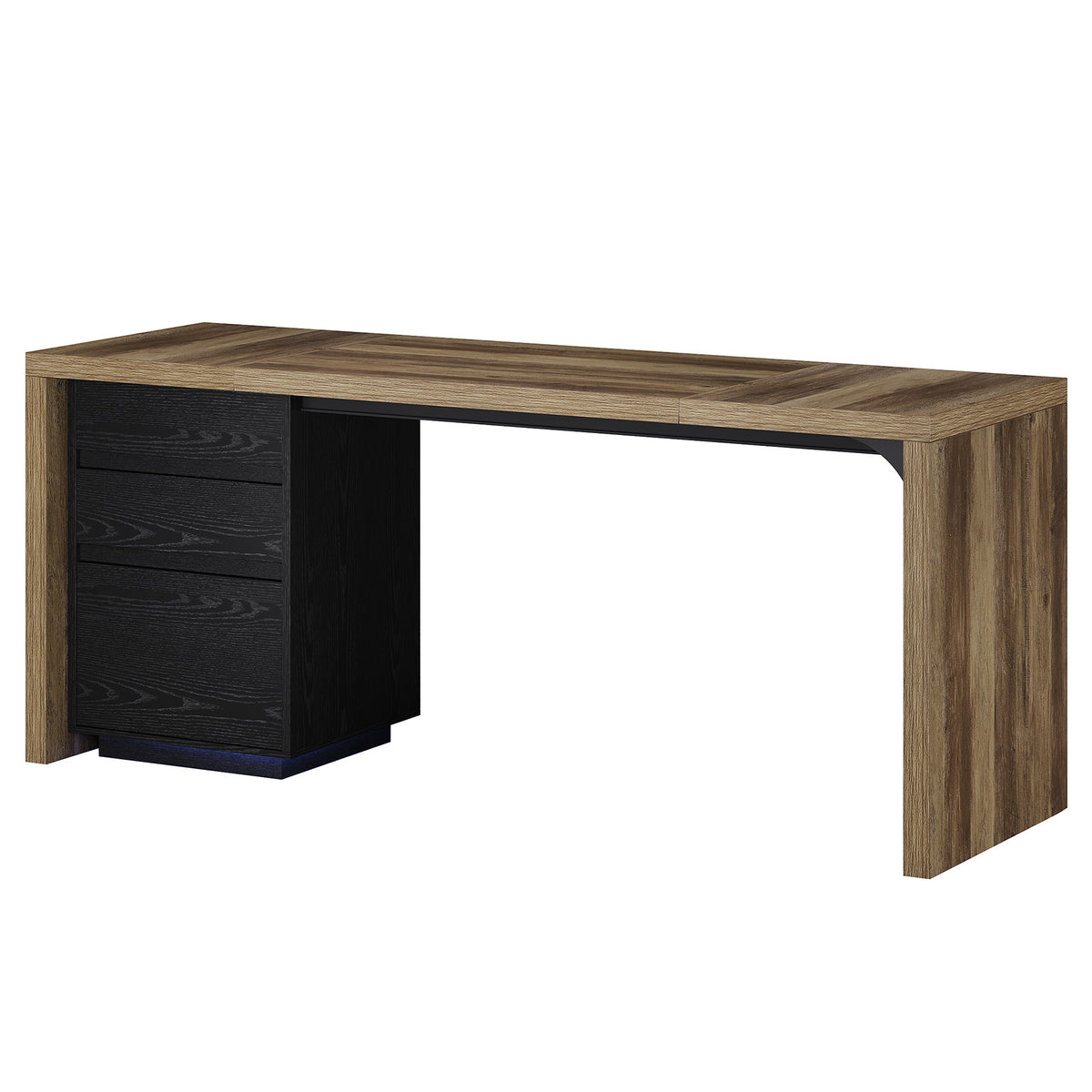 79" Modern Executive Desk with 3 Drawers & RGB Lights, Double Computer Desk