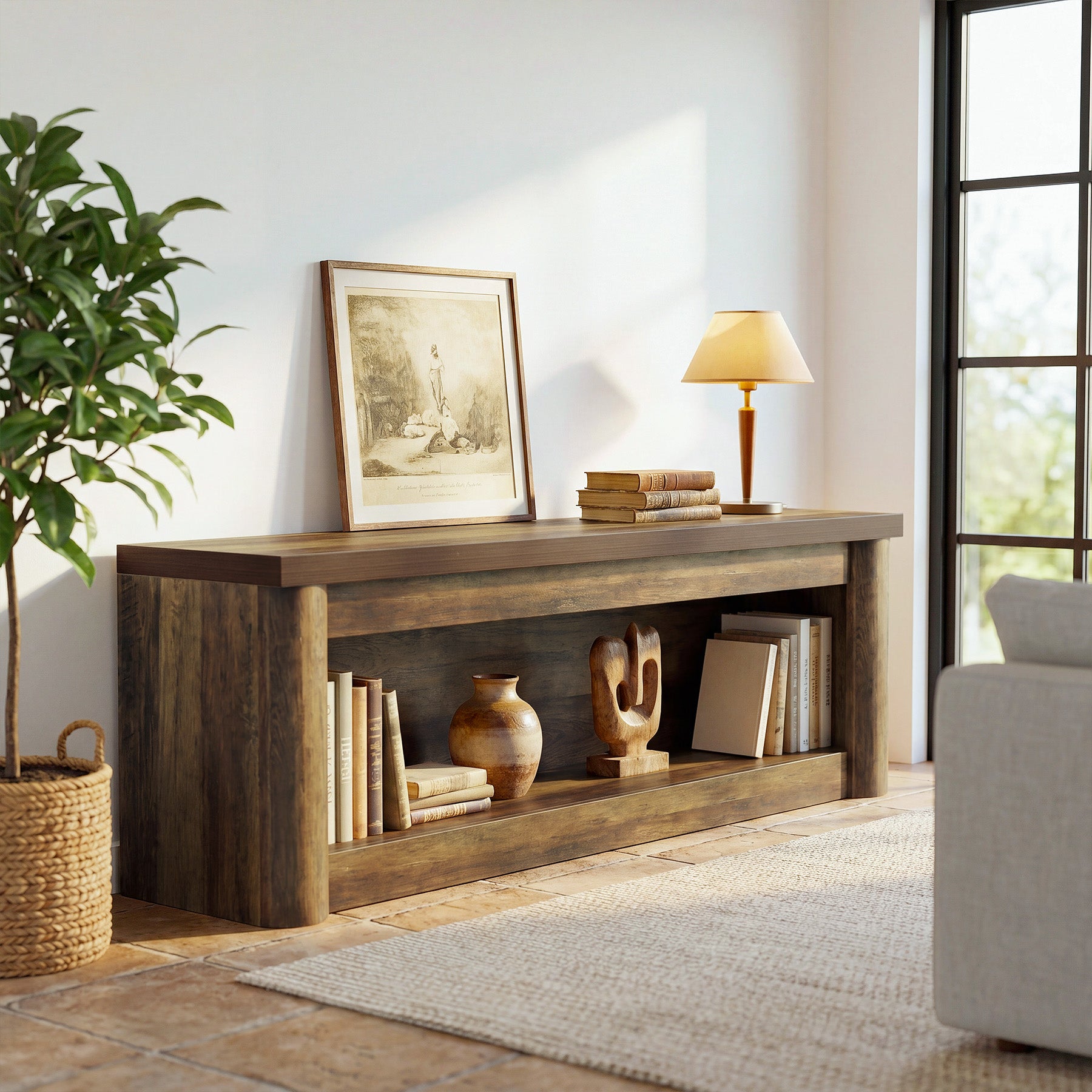 63" TV Stand for TVs up to 75", Entertainment Center with Open Storage for Living Room
