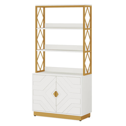 Bookshelf with Doors, 70.9" Modern Etagere Bookcase with 3 Shelves Tribesigns