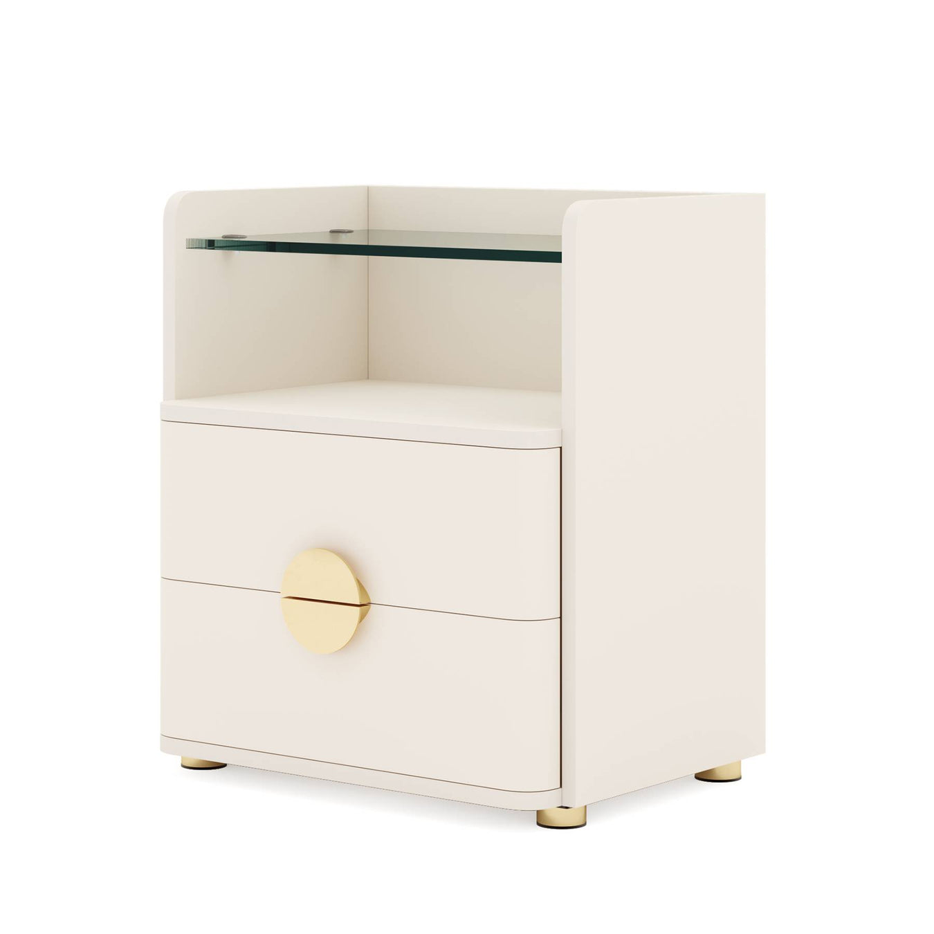 Nightstand, 2-Drawer Modern Bedside Table with Open Storage Tribesigns