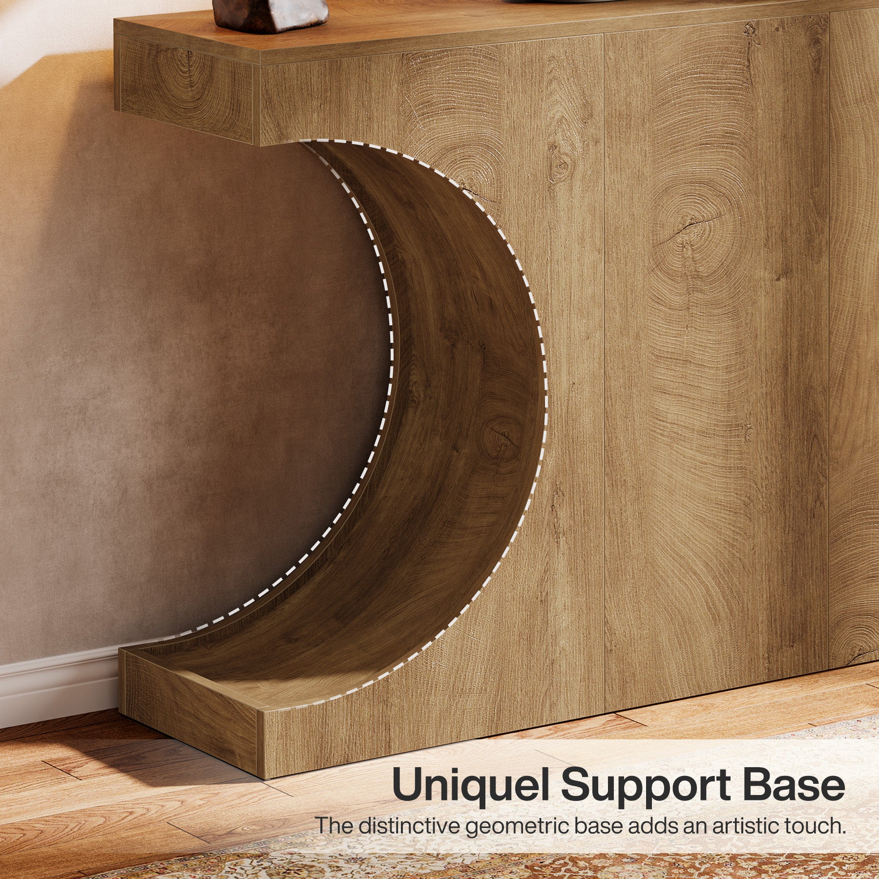 47" Console Table, Farmhouse Accent Sofa Table with Unique Geometric Base