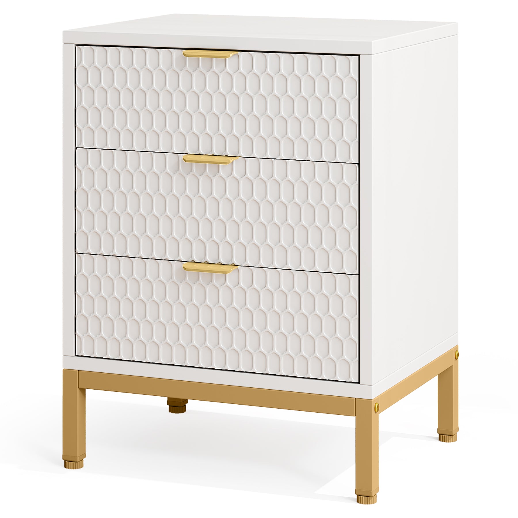 Modern Nightstand, 25.8" Tall Bedside Table with 3 Drawers