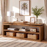 63" Farmhouse Solid Wood Console Table, 3-Tier Entryway Sofa Table with Open Shelves 3