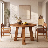 39.4" Solid Wood Round Dining Table, Farmhouse Kitchen Table for 2-4 People 3