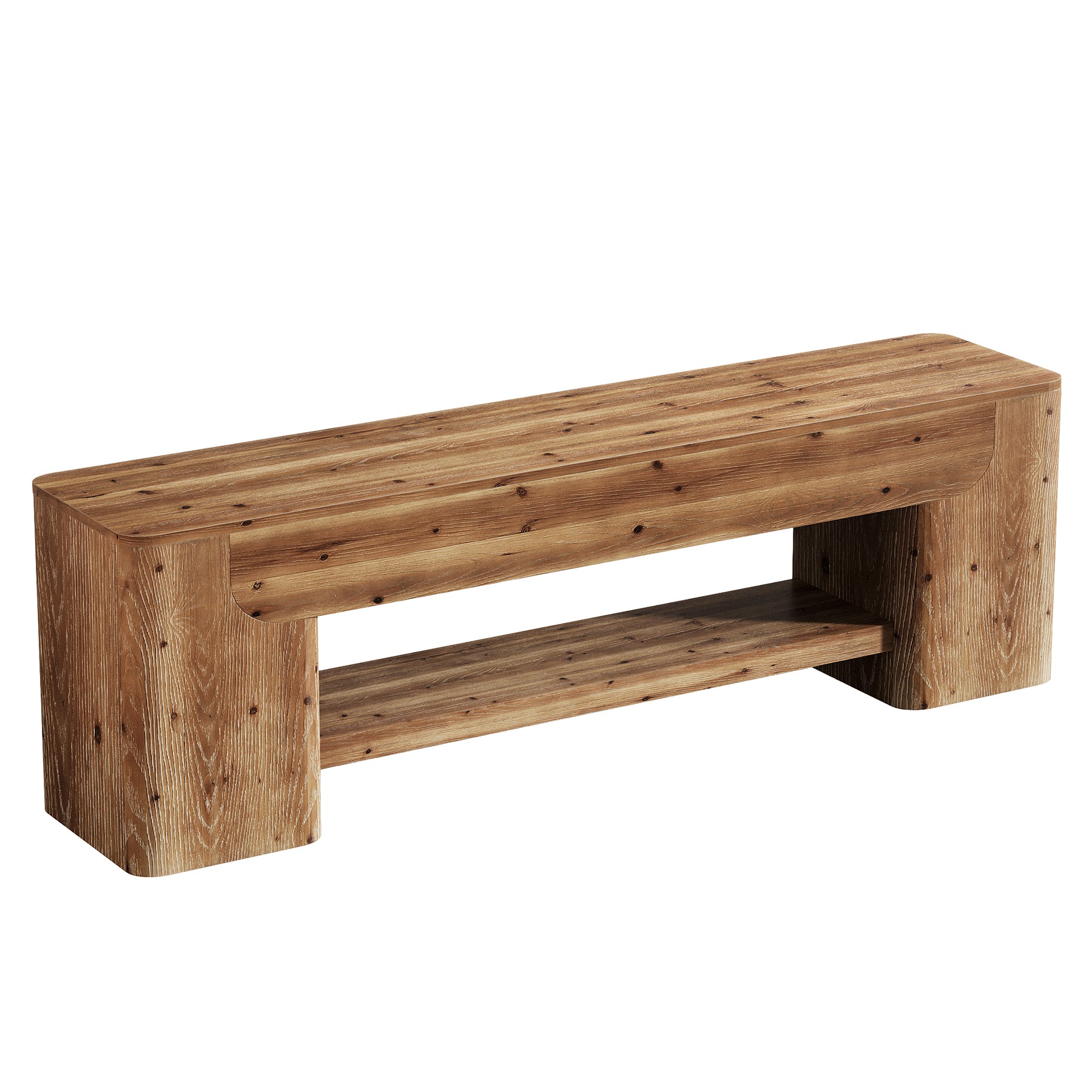 63" Solid Wood TV Stand for Up to 75" TVs, Farmhouse Entertainment Center with Open Shelf Storage for Living Room or Bedroom