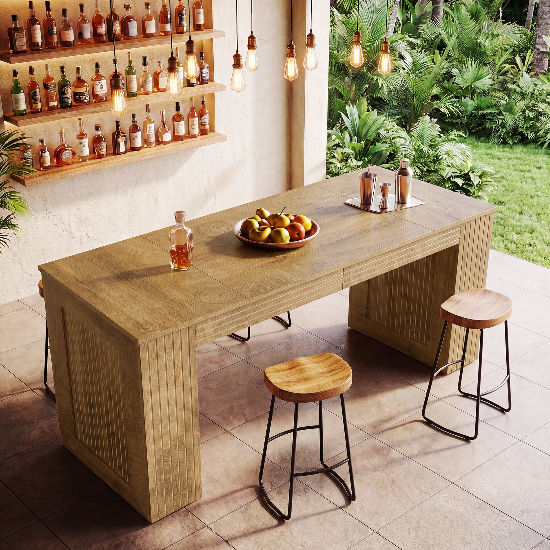Tribesigns 62.99-Inch Counter Height Pub Table with Strong Frame, Farmhouse Bar Table for Kitchen(Only Table)