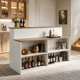4-Tier Bar Table with Storage, Rectangular Pub Table with 4 Open Cubbies &  2-Tier Worktop 3