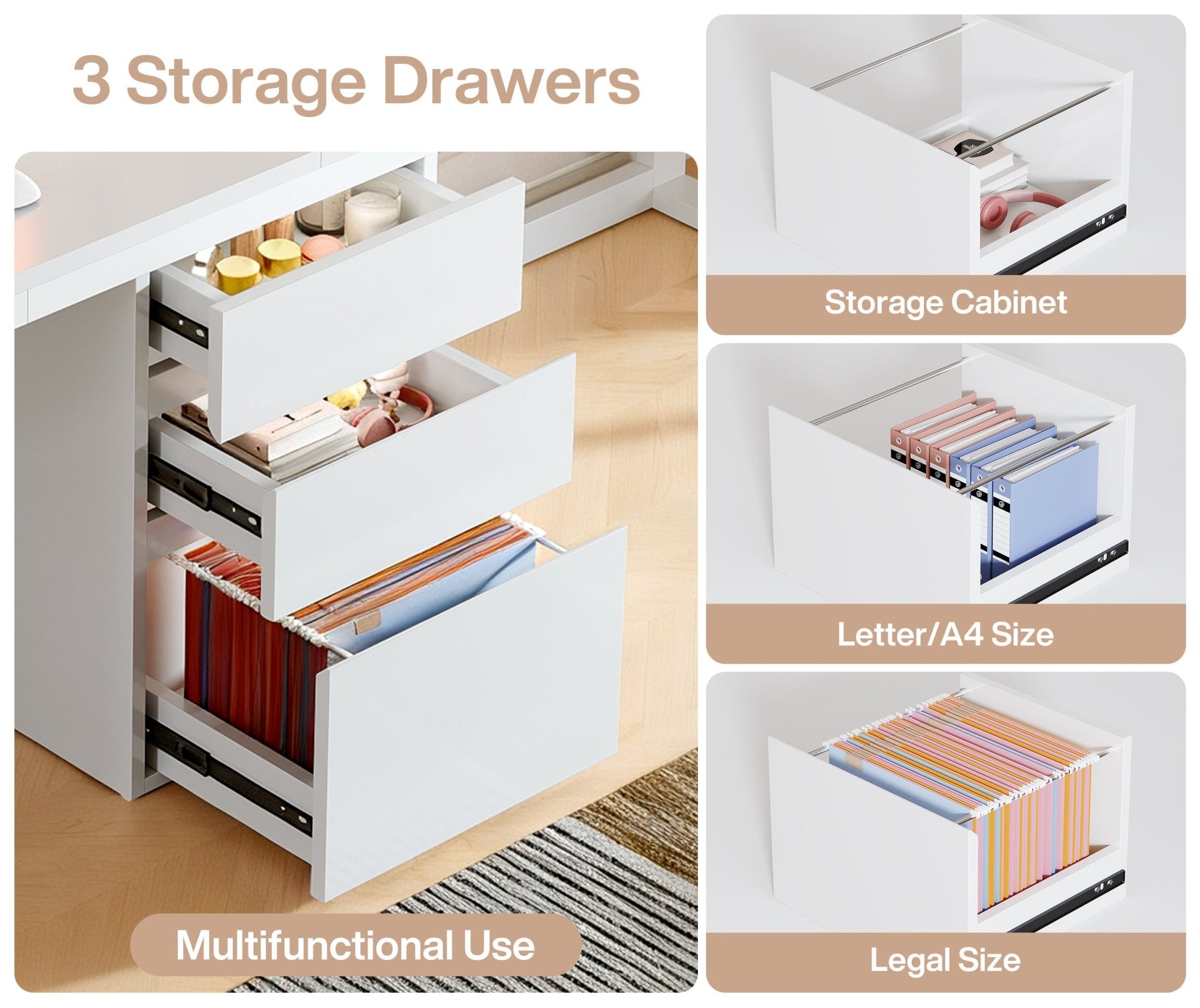 78.7" Two Person Desk, Modern Double Computer Office Desk with 3 Drawers