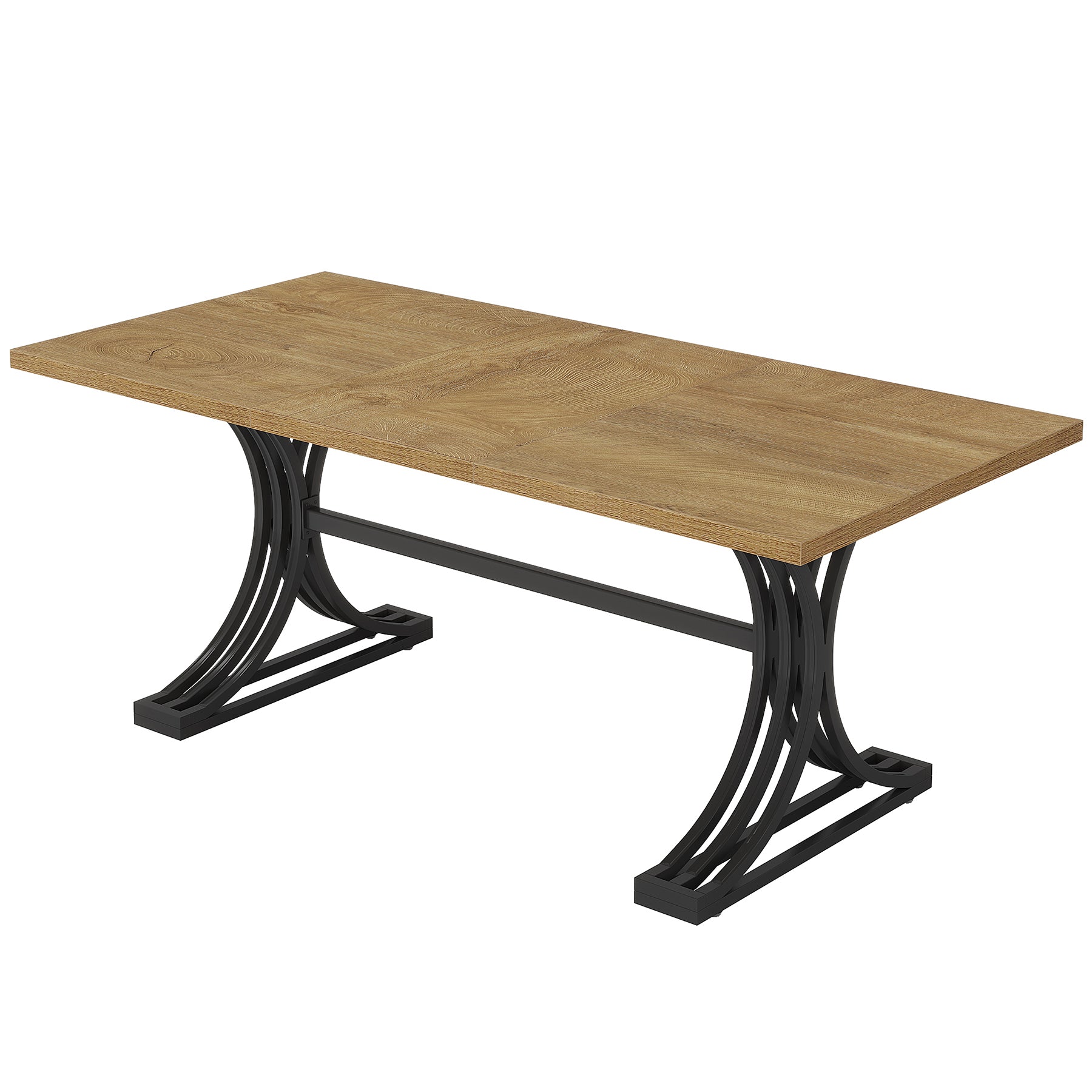 63" Rectangular Dining Table, Modern Kitchen Table with Metal Legs for 4 to 6
