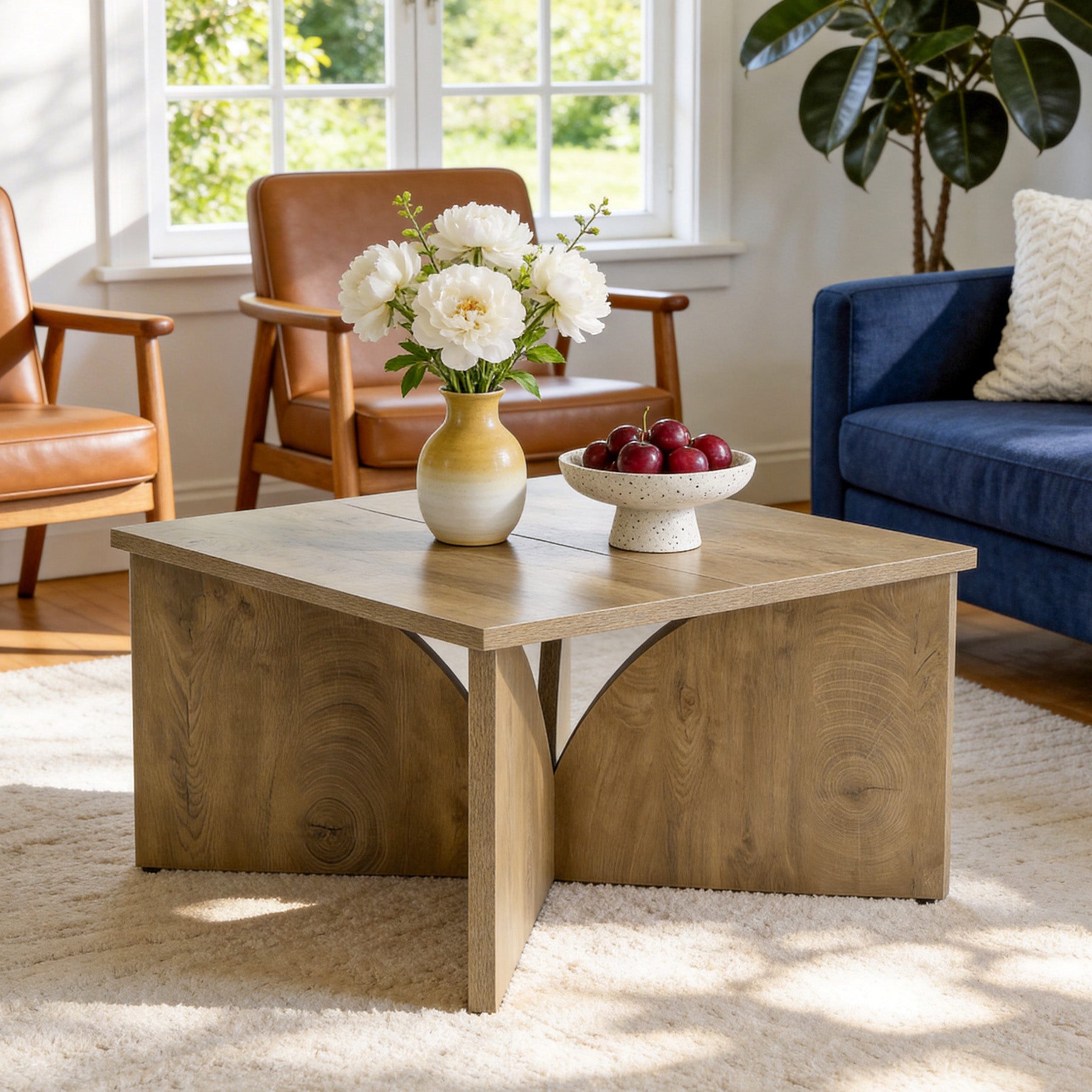 Tribesigns 31.5" Square Coffee Table, Farmhouse Accent Table for Living Room