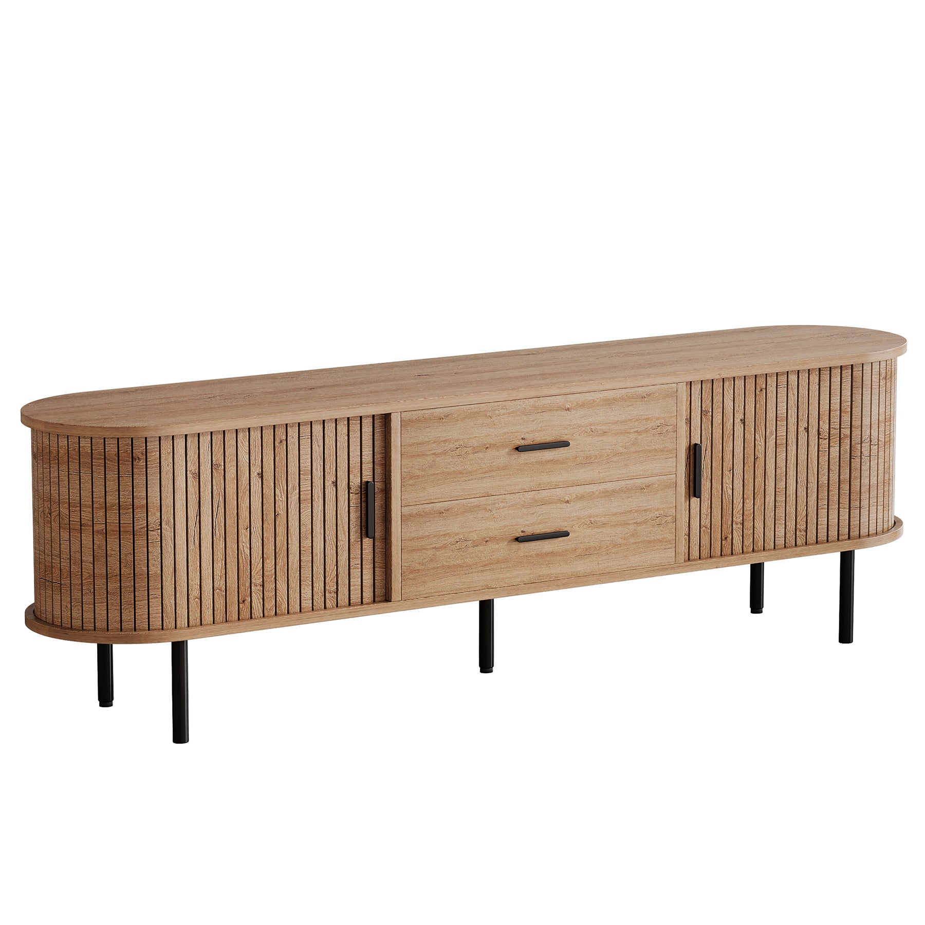 70" TV Stand, Modern Media Console with Storage and Sliding Tambour Door
