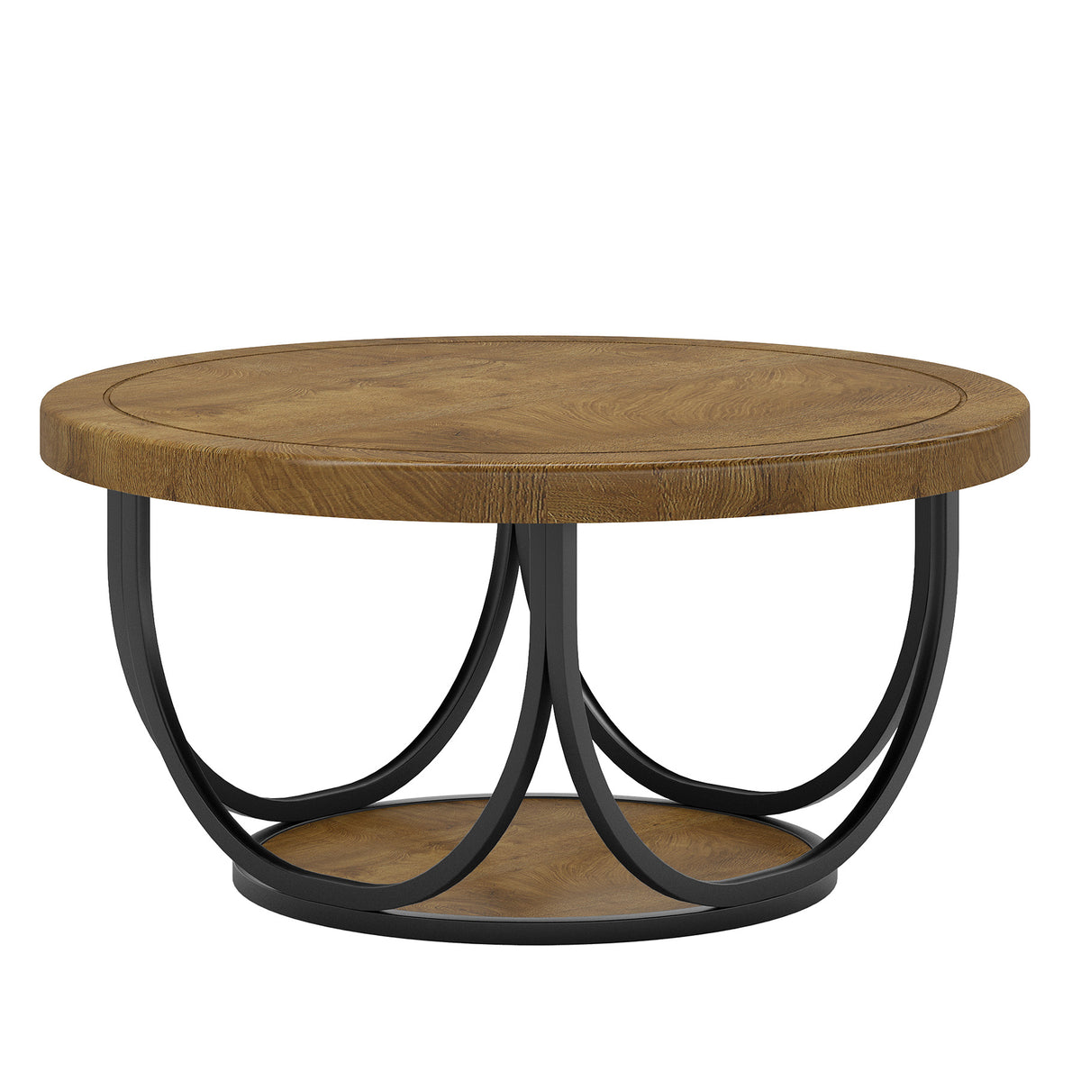 31.5" Round Coffee Table with Storage Shelf, Cocktail Table For Living Room