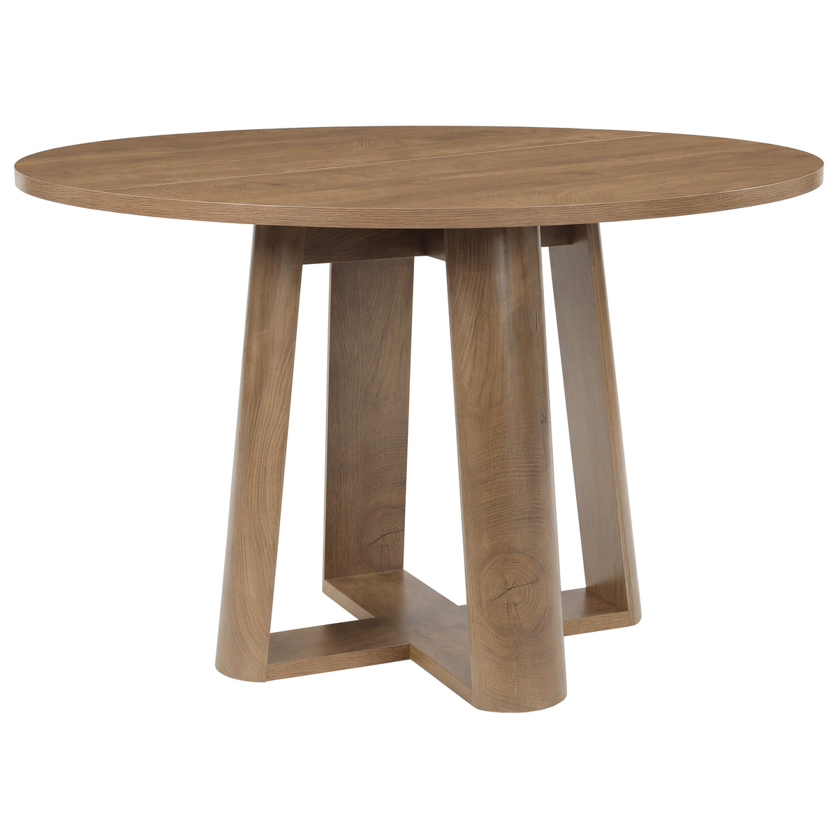 47" Round Dining Table for 4-6 People, Farmhouse Kitchen Table with Cross Pedestal Base