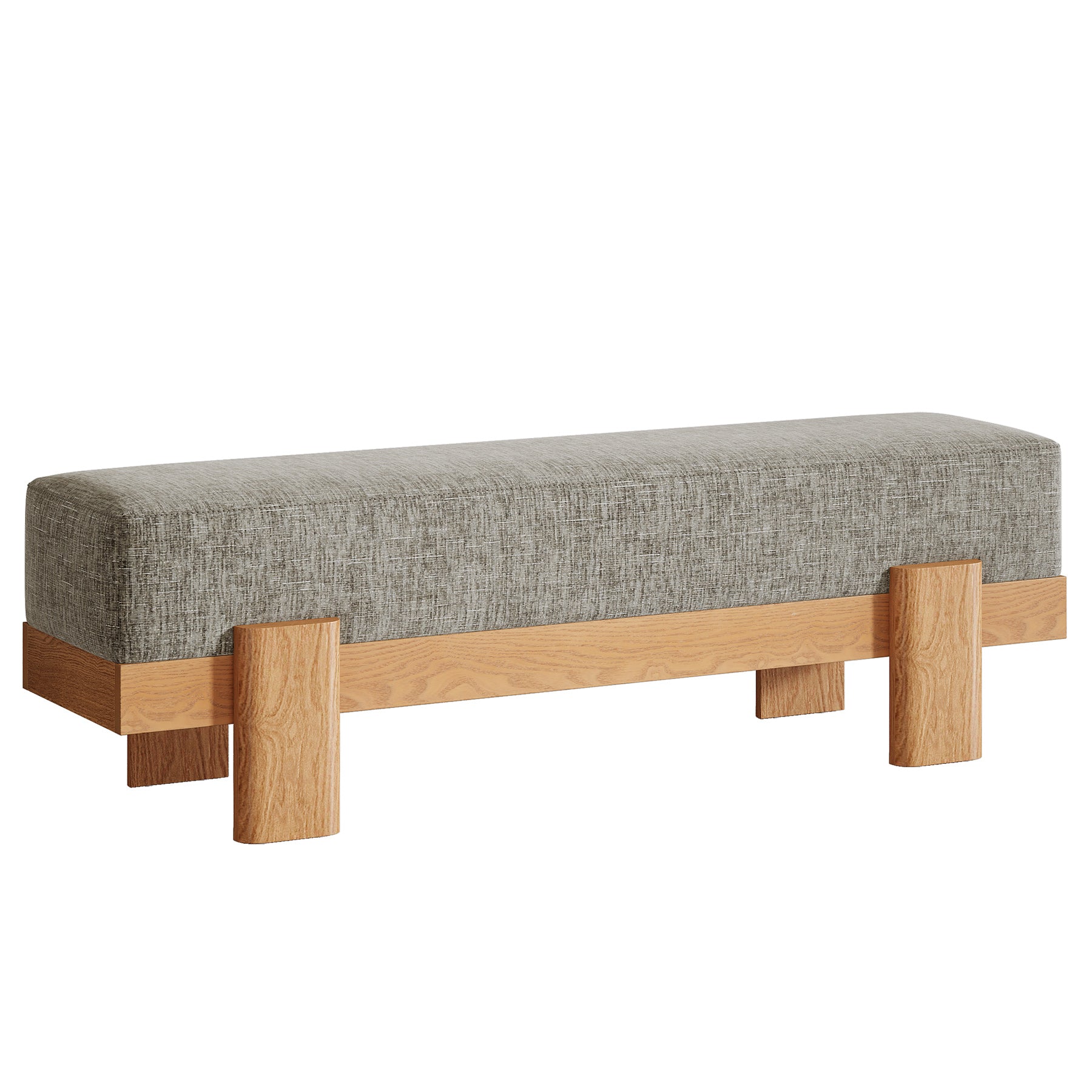 55" Dining Bench, Modern Upholstered Kitchen Benches with Fabric Padded Seat