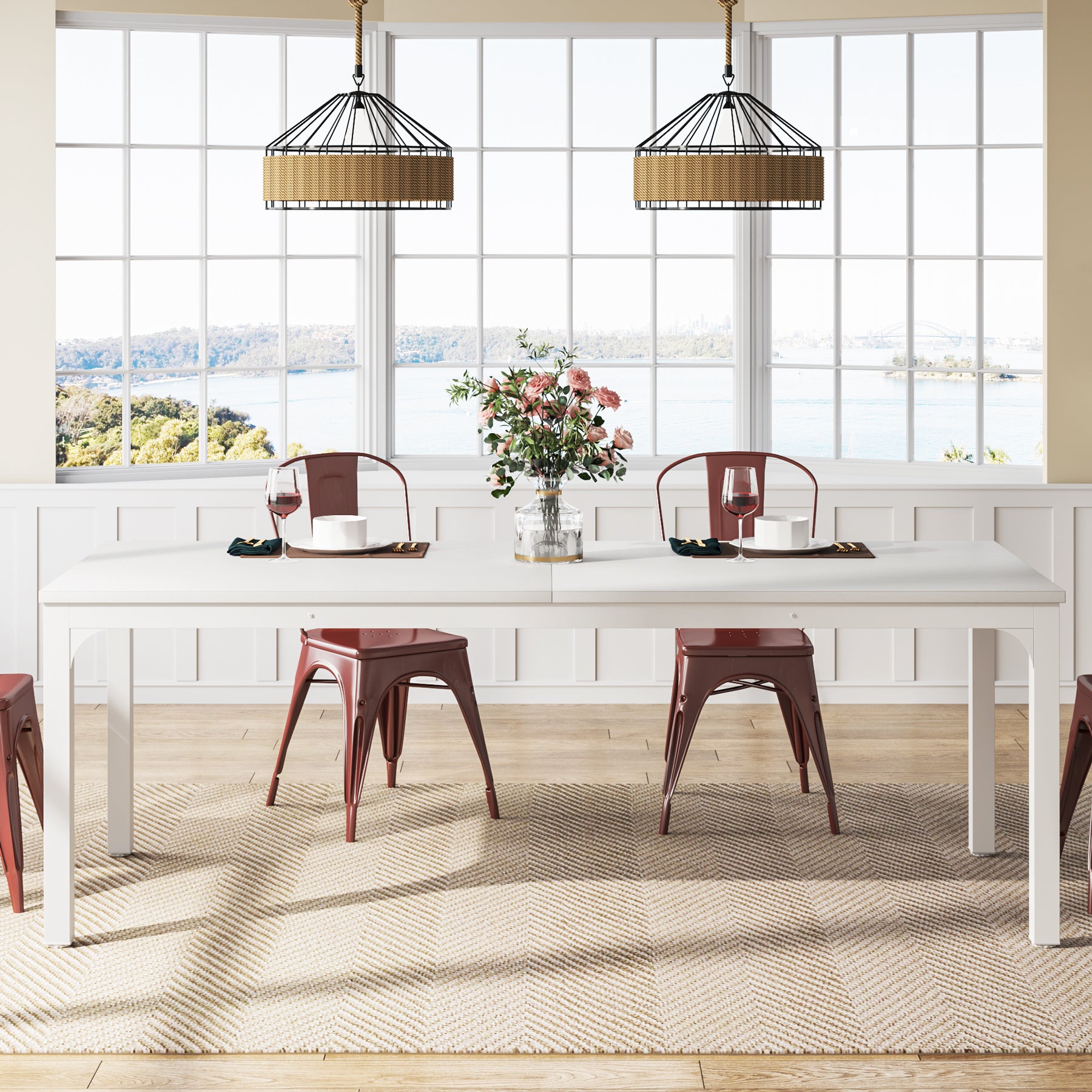 78.7" Rectangular Dining Table for 6–8 People, Long Kitchen Table