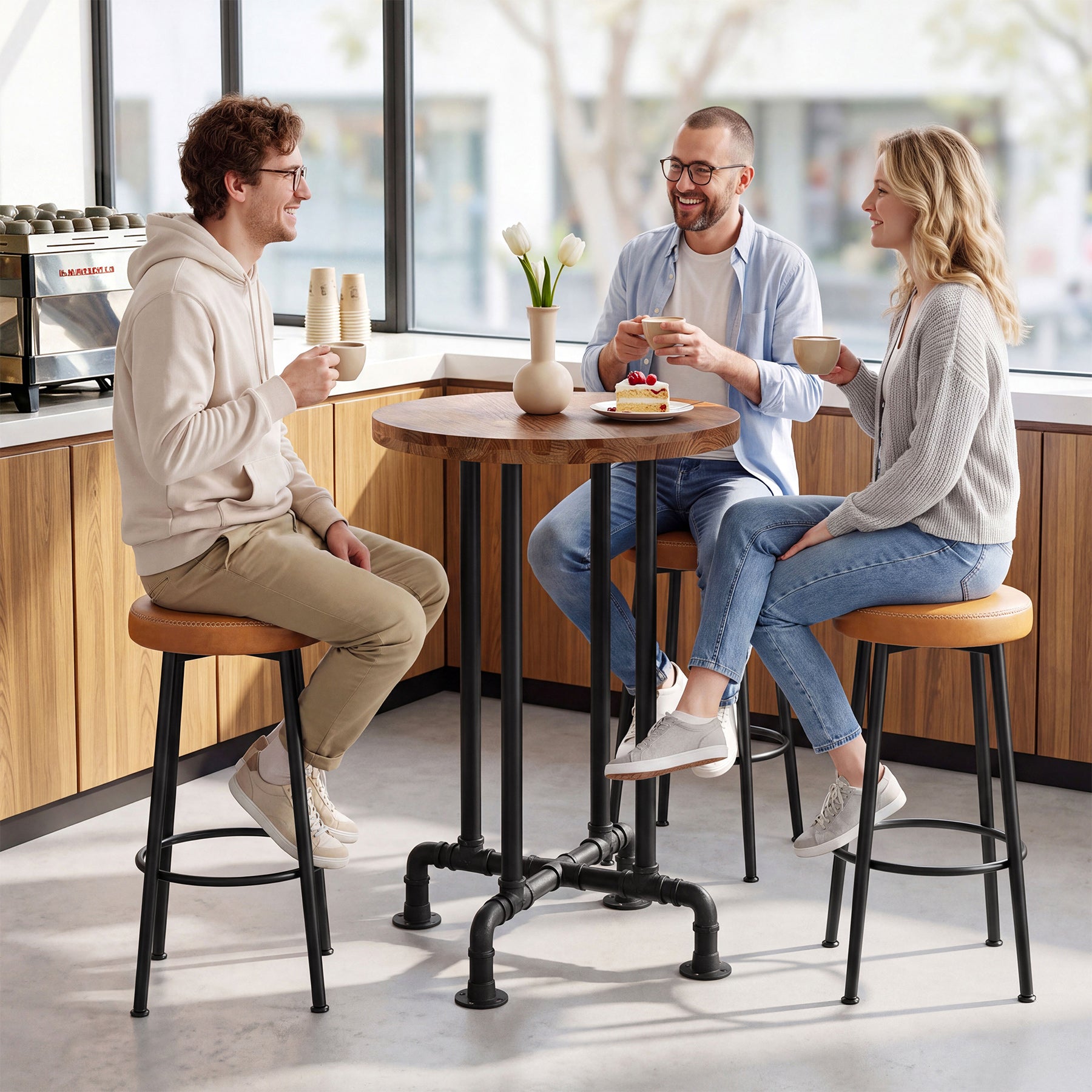 37.4" Round Bar Table, Solid Wood High Bar Height BistroTable