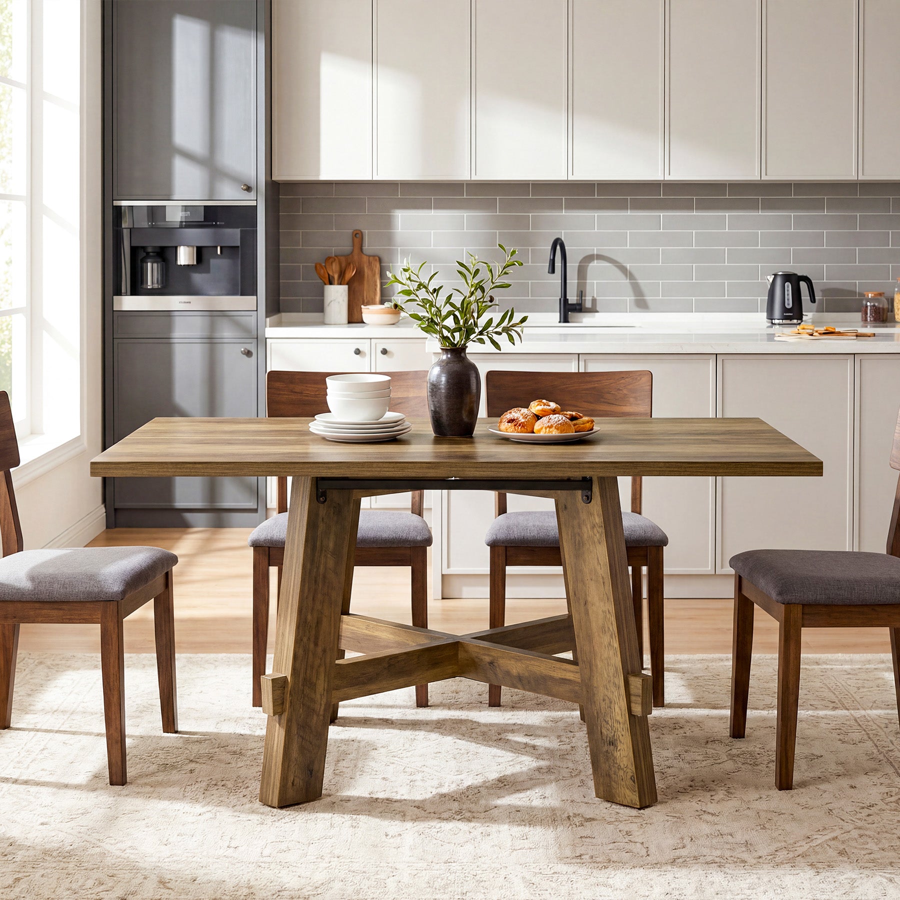 Tribesigns 47-Inch Dining Table, Cross Brace Kitchen Table for 4