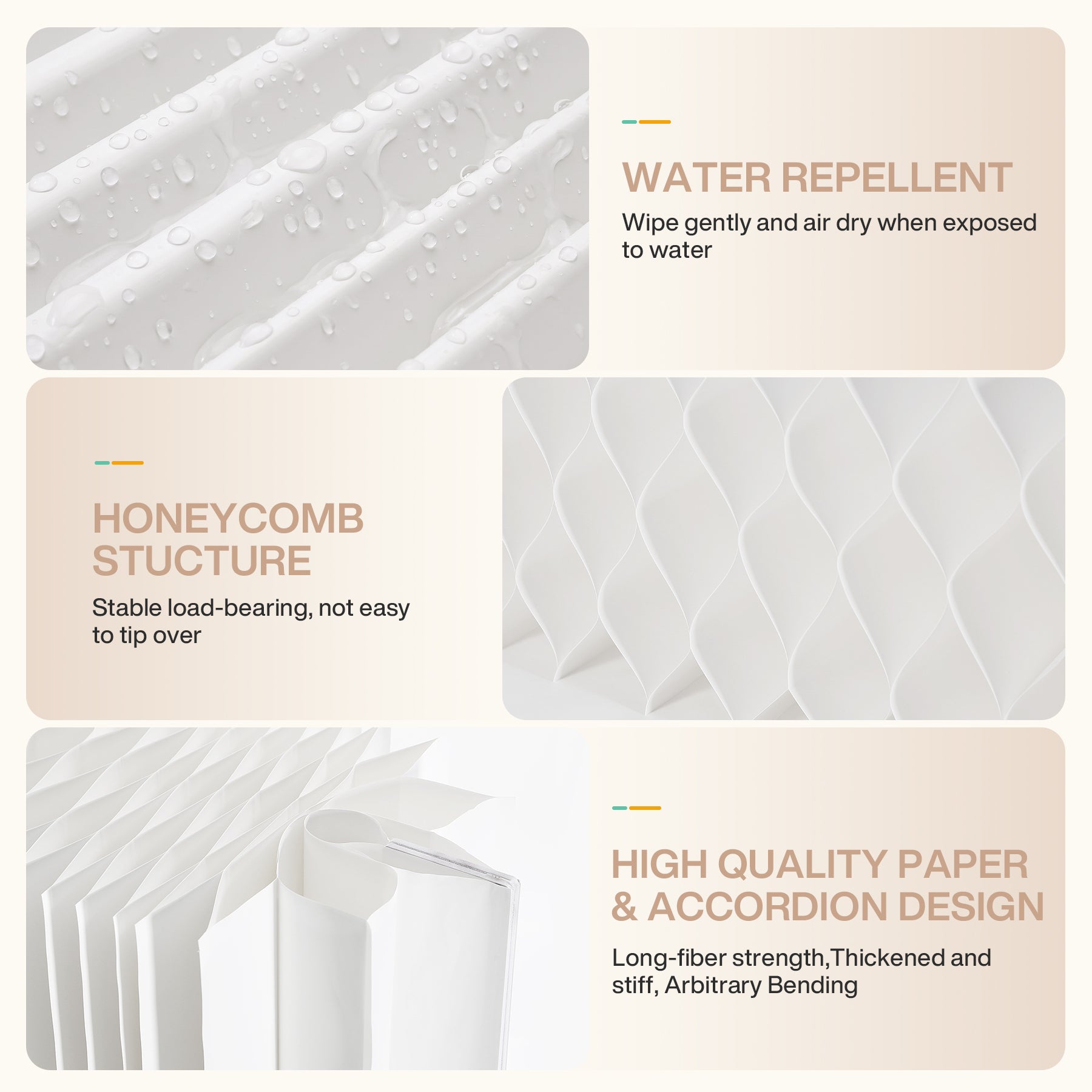 Folding Paper Room Divider, Expandable Freestanding Partition Wall for Home & Office