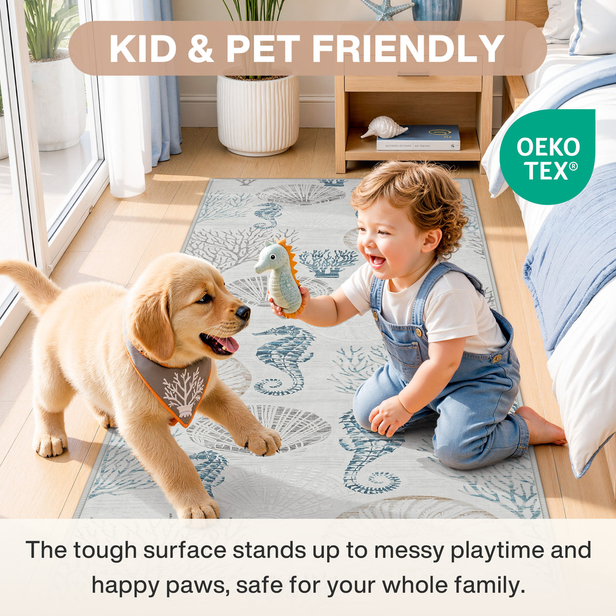 Tribesigns Coastal Washable Runner Rug,Kitchen Runners for Hallways