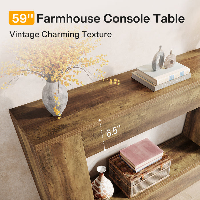 59" Console Table, Farmhouse Entryway Table Sofa Table Behind Couch