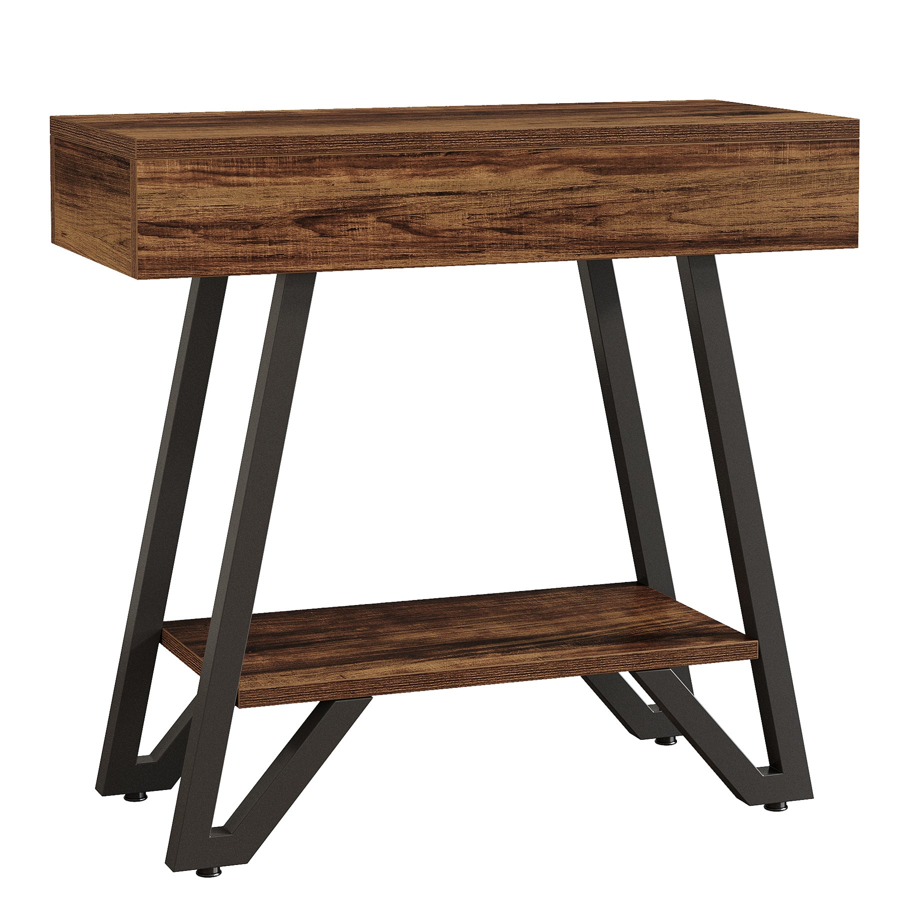 Narrow End Table,Couch Arm Side Table Nightstand with Storage Shelves