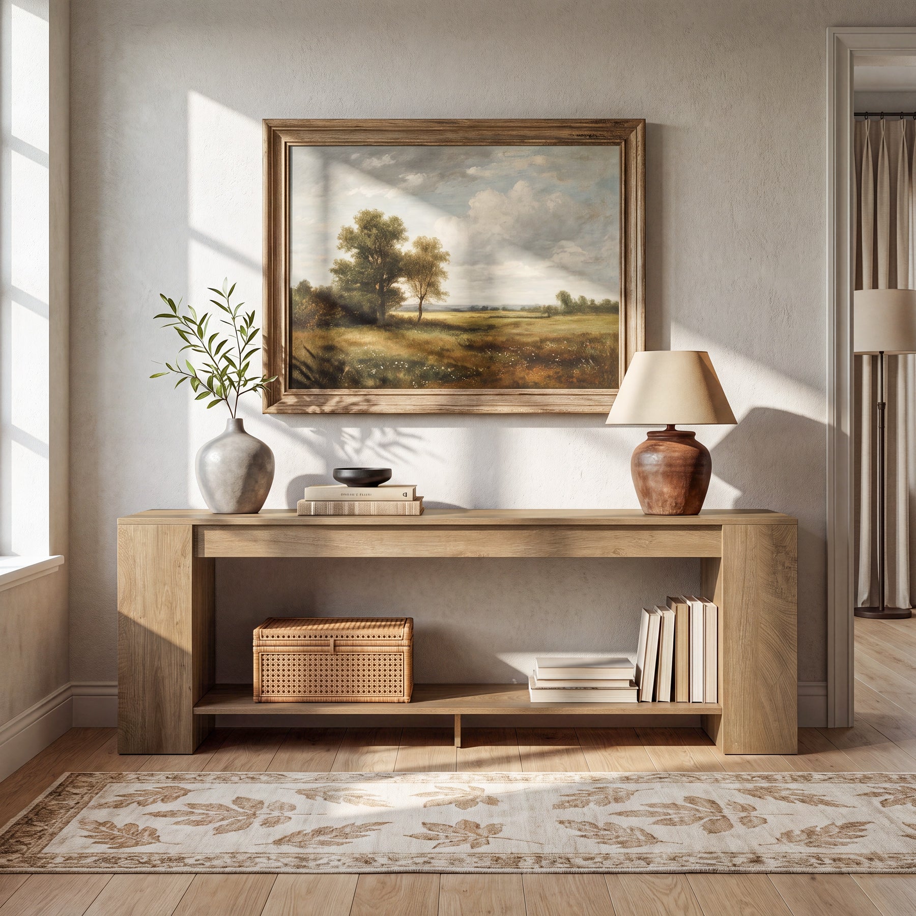 70.8" Entryway Console Table, Farmhouse Sofa Table Behind Couch with Shelf