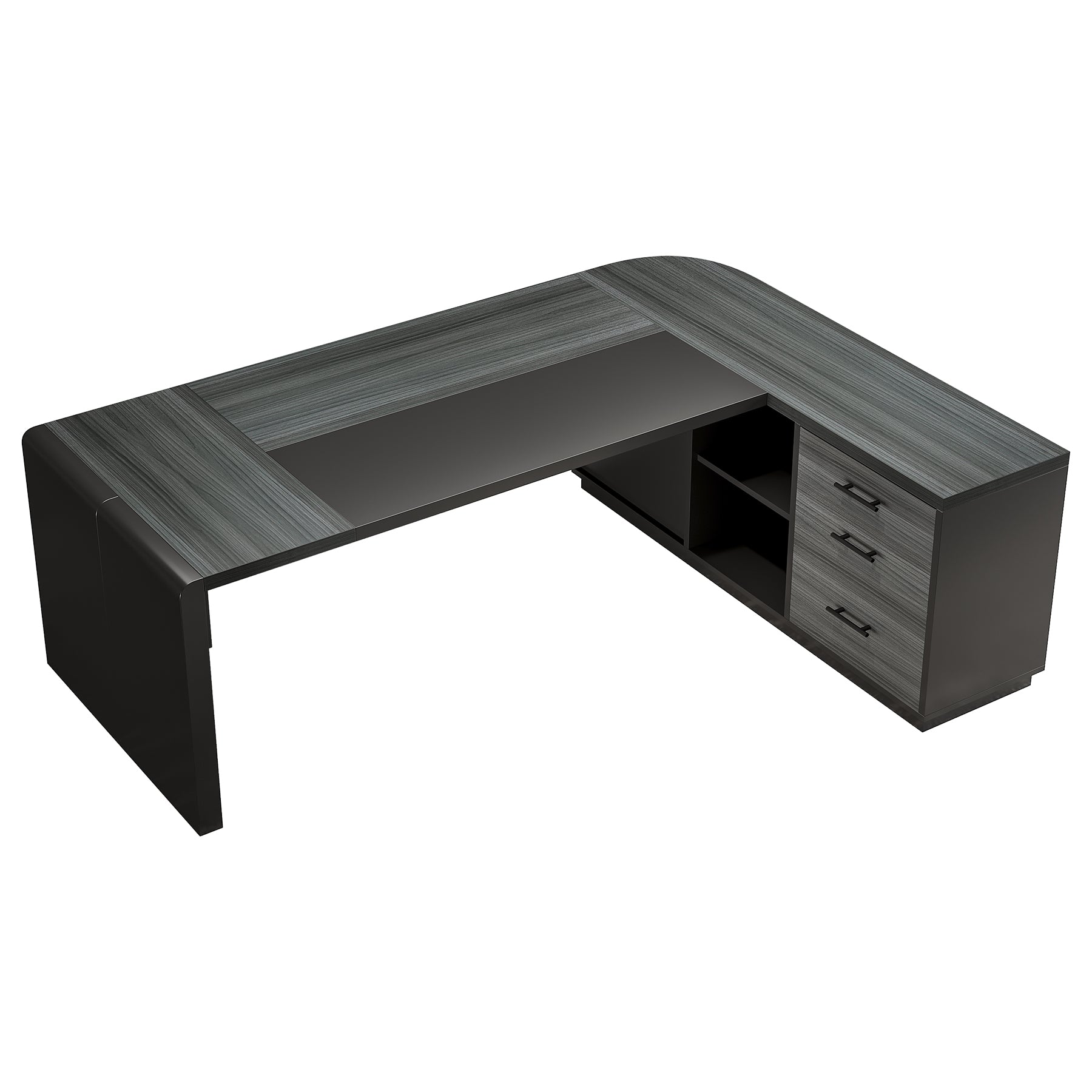 80" Executive Desk, L-Shaped Computer Desk with Storage Drawers