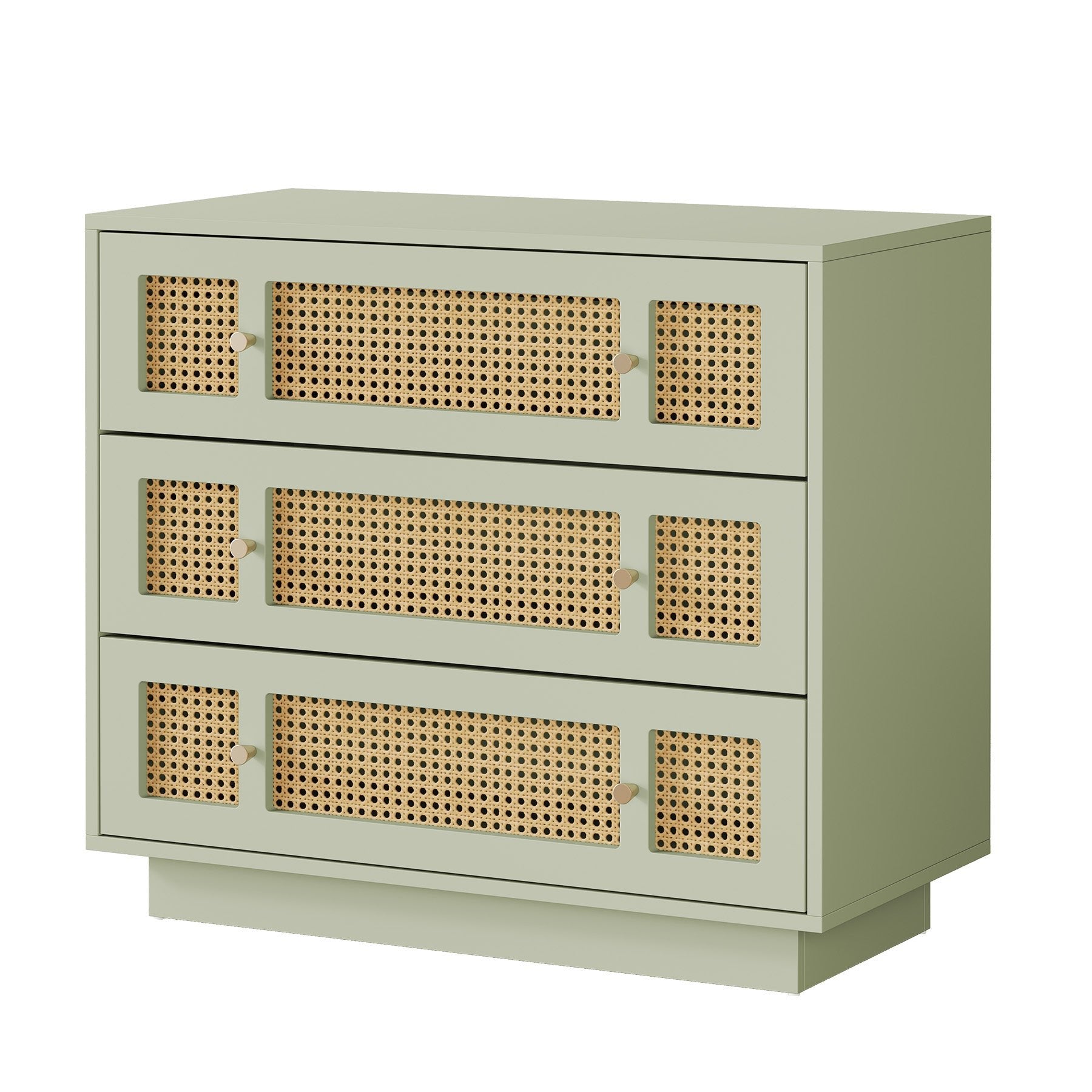31.5" Rattan Nightstand, Oversized Bedside Table with 3 Drawers for Bedroom