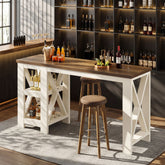 62.2" Bar Table with Storage Shelves, Farmhouse Counter Height Pub Table for Kitchen 3