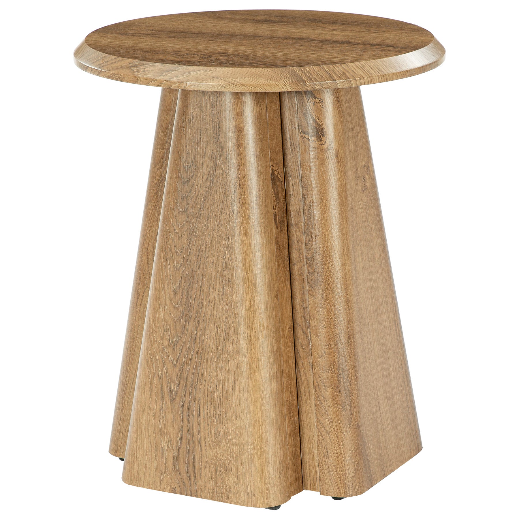 23.6" Round Nightstand, Wooden Bedside Table with Sturdy Support