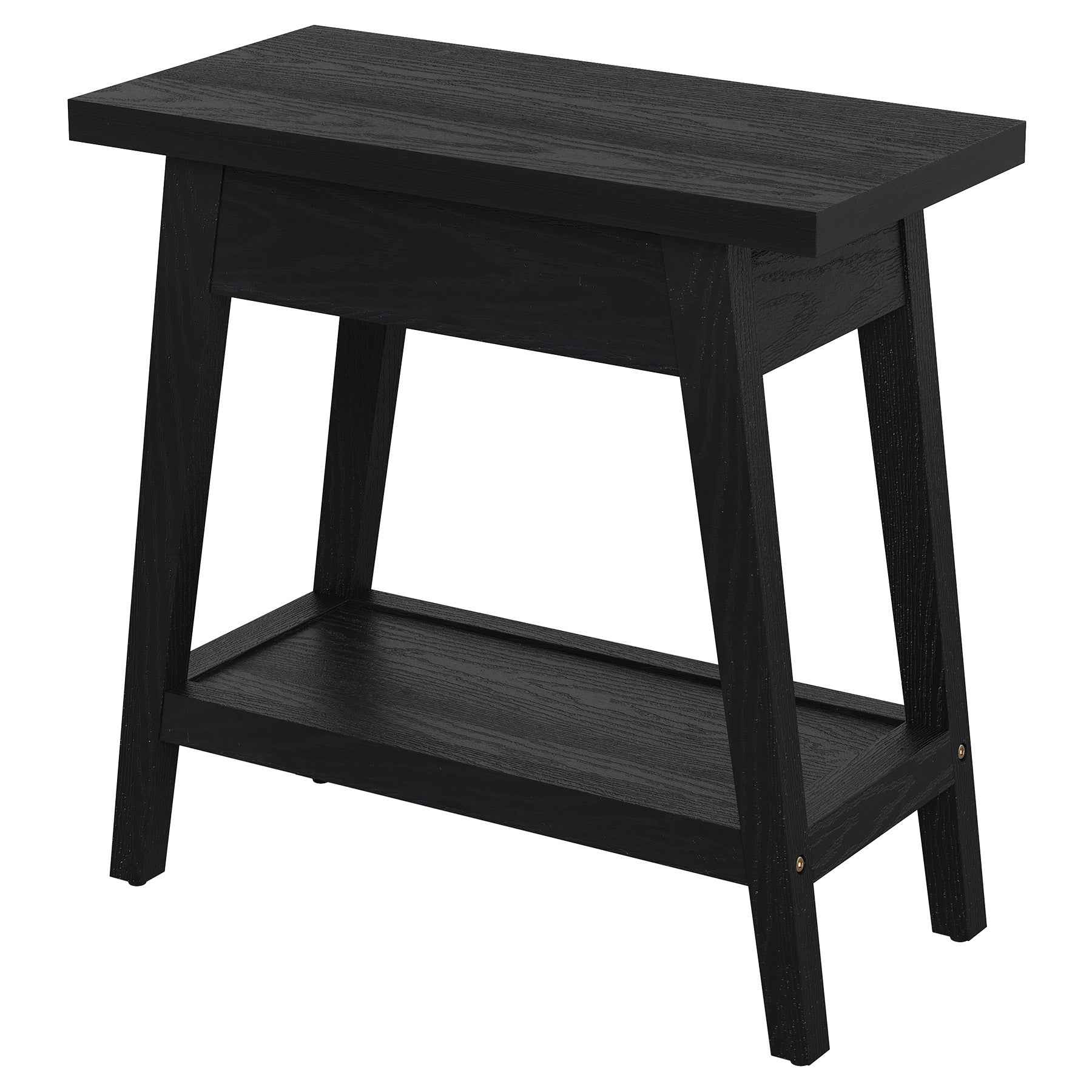 2-Tier Solid Wood End Table, Farmhouse Side Table with Storage for Living Room