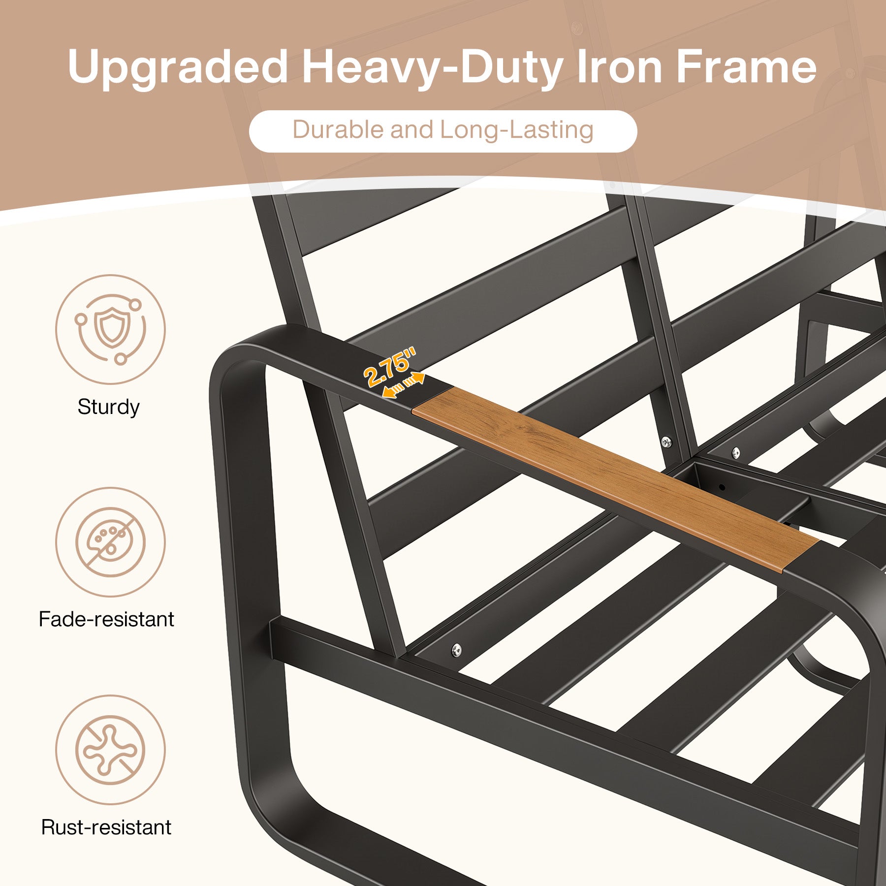 54.3" Wide Loveseat Sofa, Outdoor Patio Sofa With Removable Cushions