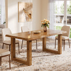 63" Solid Wood Dining Table, Farmhouse Kitchen Table for 4-6 People