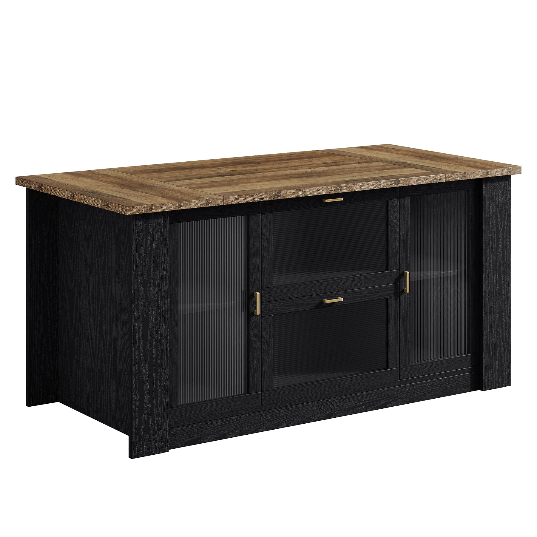 71" Kitchen Island with Seating, 2 Drawers & Storage Cabinets, Counter Height
