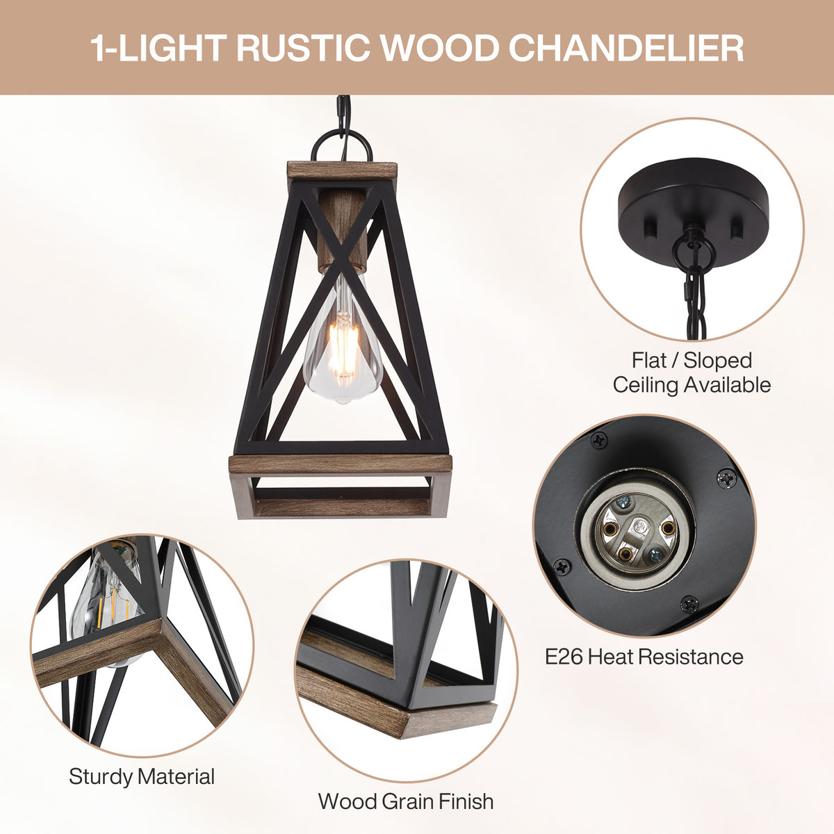 Tribesigns Farmhouse Pendant Light, Adjustable Hanging for Kitchen Island