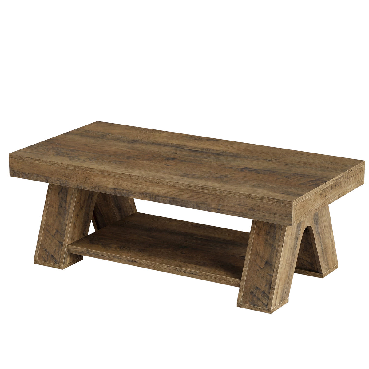 Tribesigns 55.1-Inch Farmhouse Coffee Table with Storage Shelf, Large Rectangle Center Table for Living Room