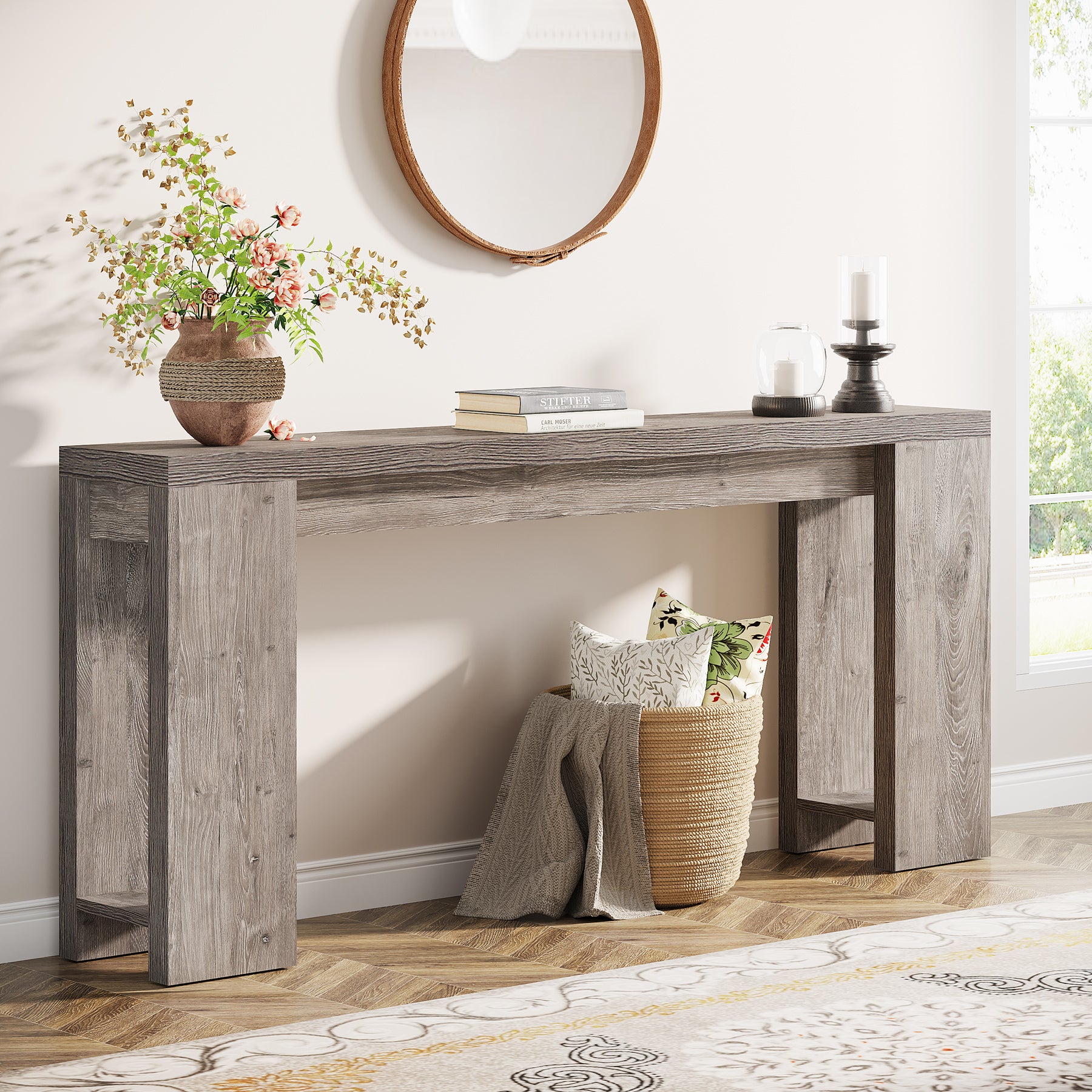 Tribesigns 70.9" Extra Long Console Table, Farmhouse Narrow Sofa Table for Entryway