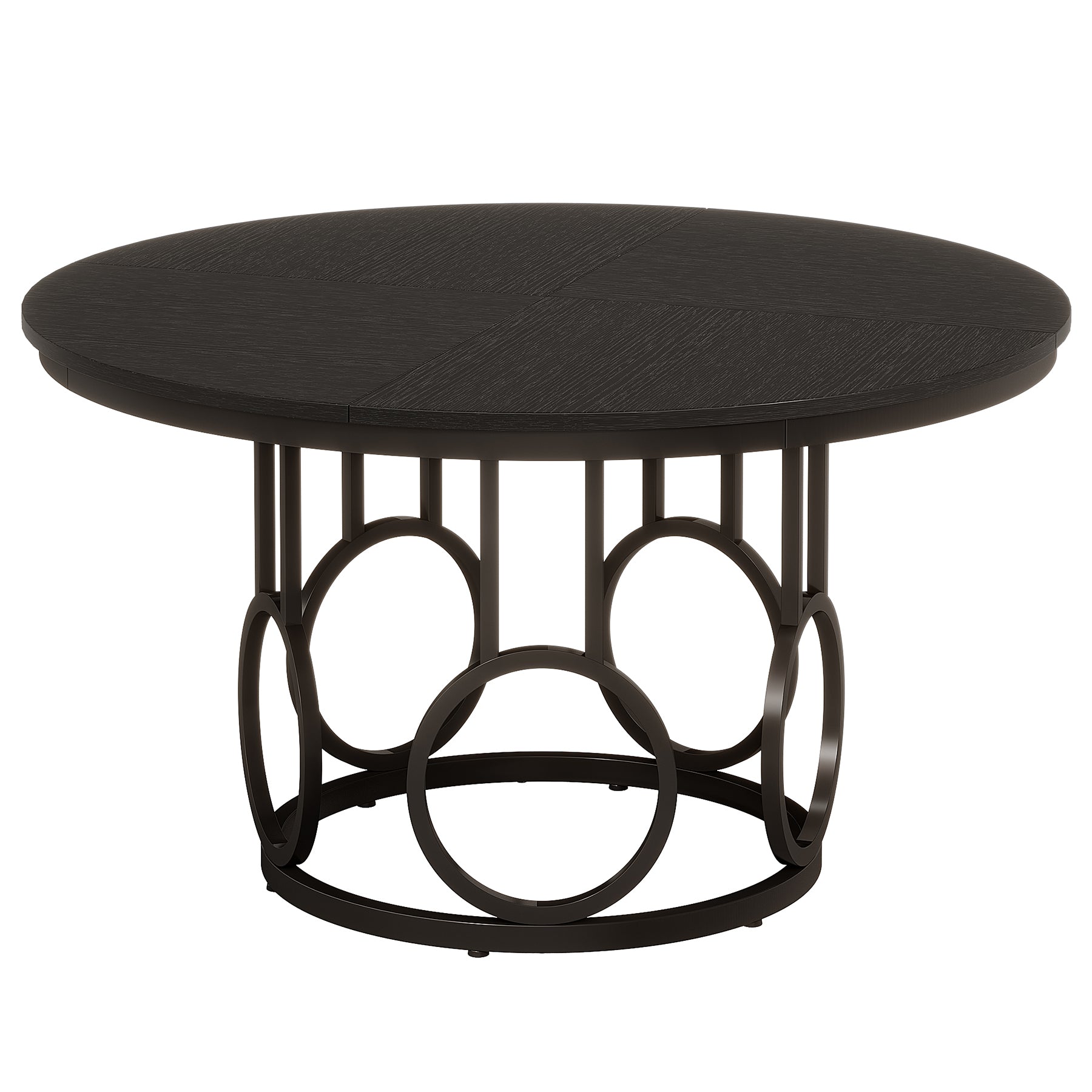 47" Wood Dining Table, Round Kitchen Table for 4-6 People