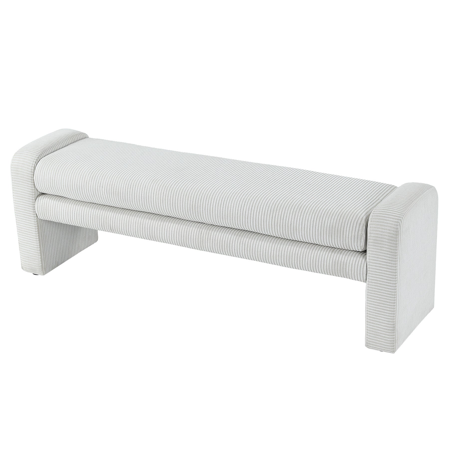 55" Solid Wood End of Bed Bench with Cushion, Modern Upholstered Entryway Bench for Living Room