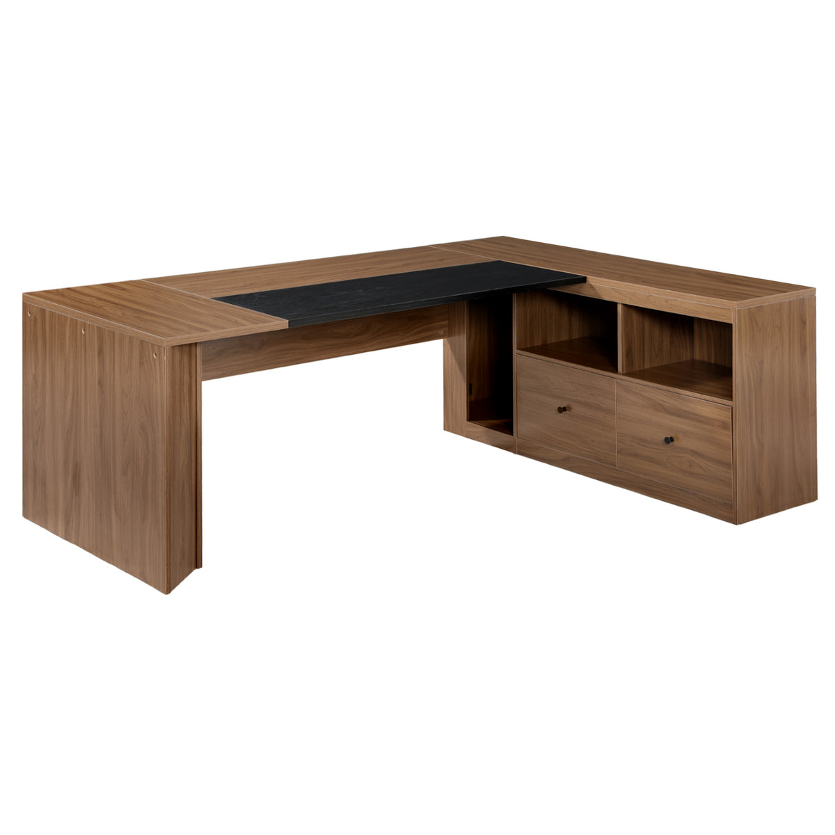 79" L-Shaped Executive Desk with File Cabinet, Modern Computer Desk with Storage for Home Office