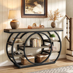 47.24" Console Table, 5-Tier Industrial Sofa Table with Metal Frame