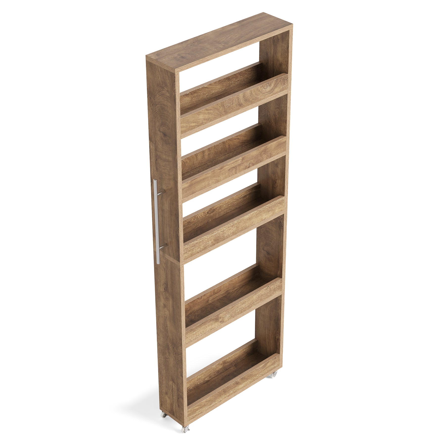 63" Utility Cart on Wheels, 5-Tier Narrow Mobile Shelf Organizer