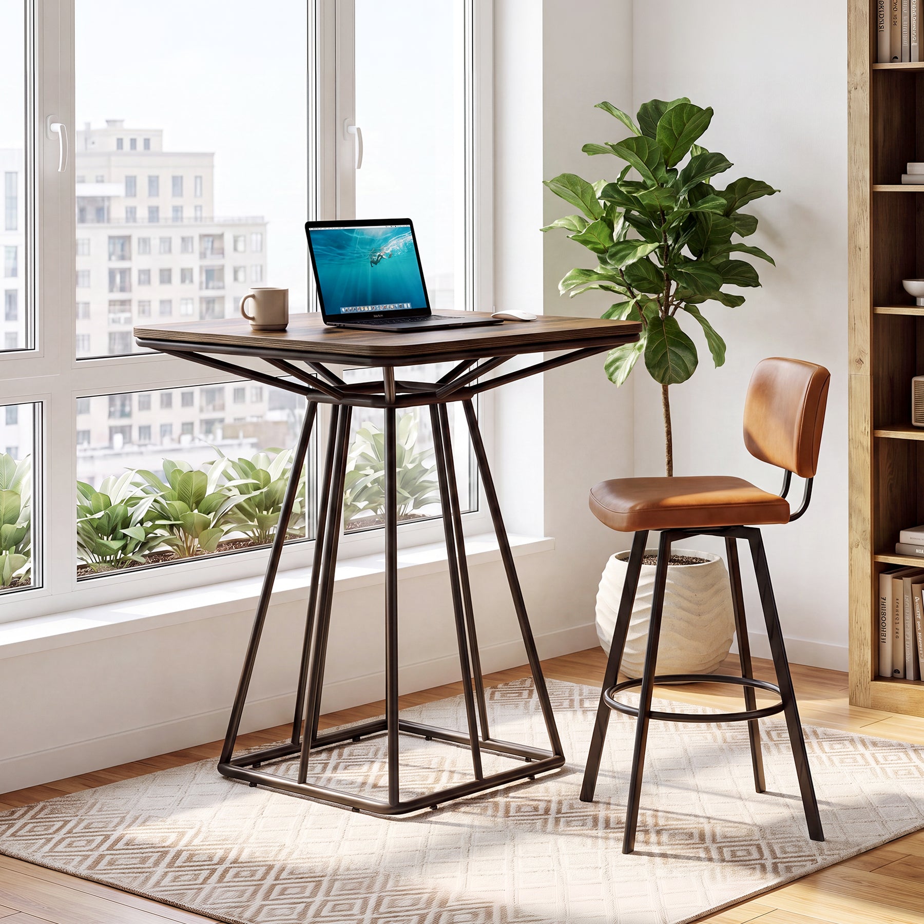 31.5" Square Bar Table, Industrial Counter Height Bistro Dining Tables