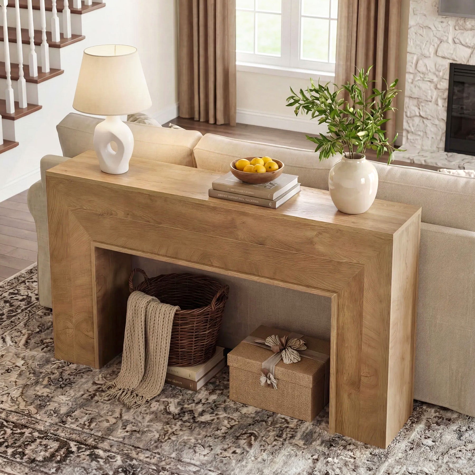 63" Console Table, Farmhouse Entryway Sofa Table for Hallway, Living Room